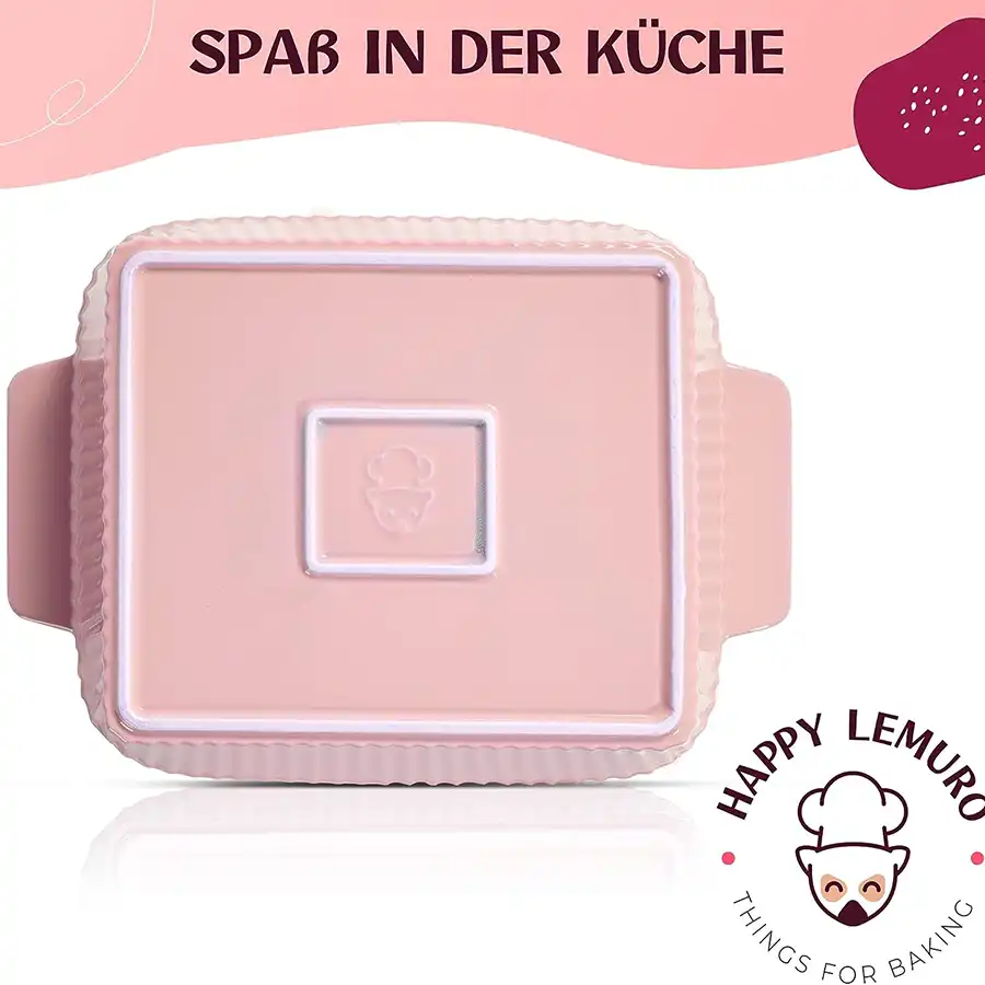 Auflaufform für Aufläufe, Tiramisu, Lasagne. Extra hohe eckige Ofenform aus Keramik, groß und klein im 2er Set. In Weiß, Rosa, Mint