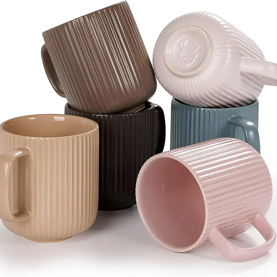 6 Design 360ml Kaffeetassen, matt. Groß, hochwertig, in 6 Erdfarben