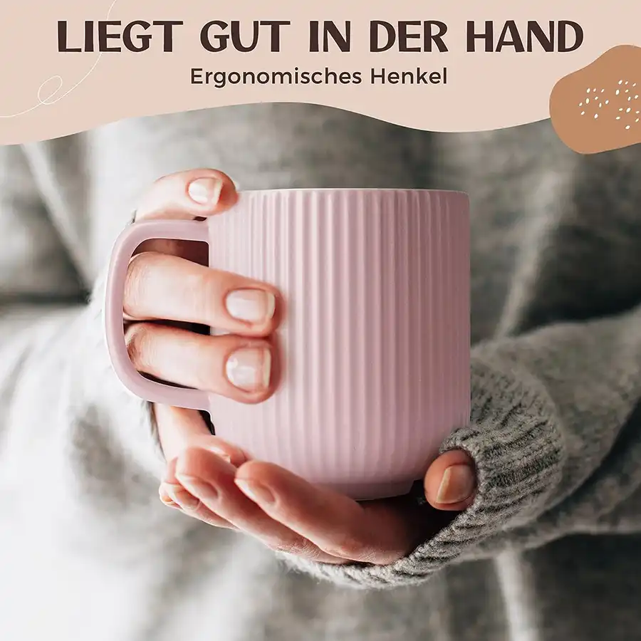 6 Design 360ml Kaffeetassen, matt. Groß, hochwertig, in 6 Erdfarben