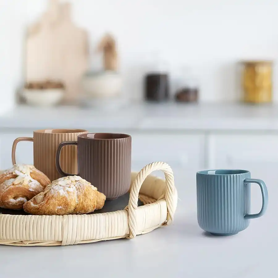 6 Design 360ml Kaffeetassen, matt. Groß, hochwertig, in 6 Erdfarben